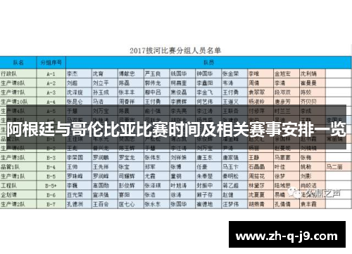 阿根廷与哥伦比亚比赛时间及相关赛事安排一览
